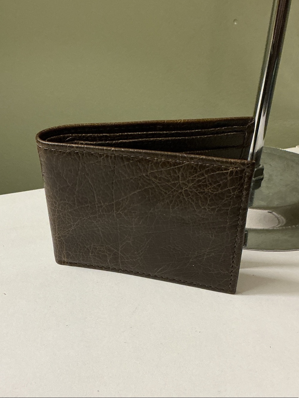 Genuine American Bison Leather Bi-Fold Wallet Brown New Without Tag
